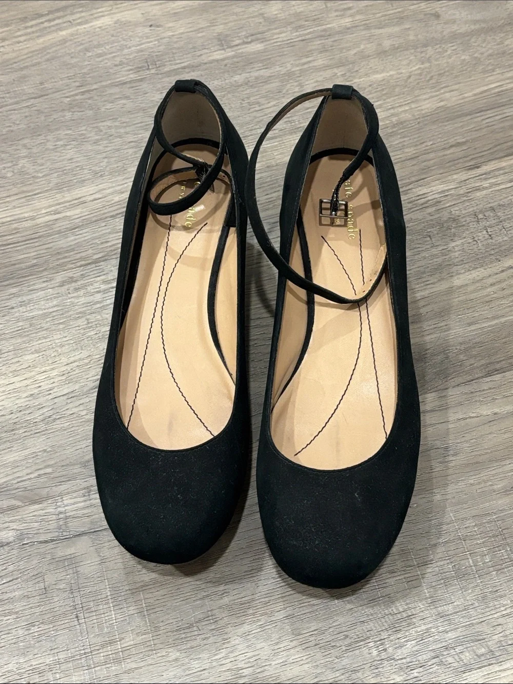 kate spade Black Suede Ankle-Strap Wedge Shoes